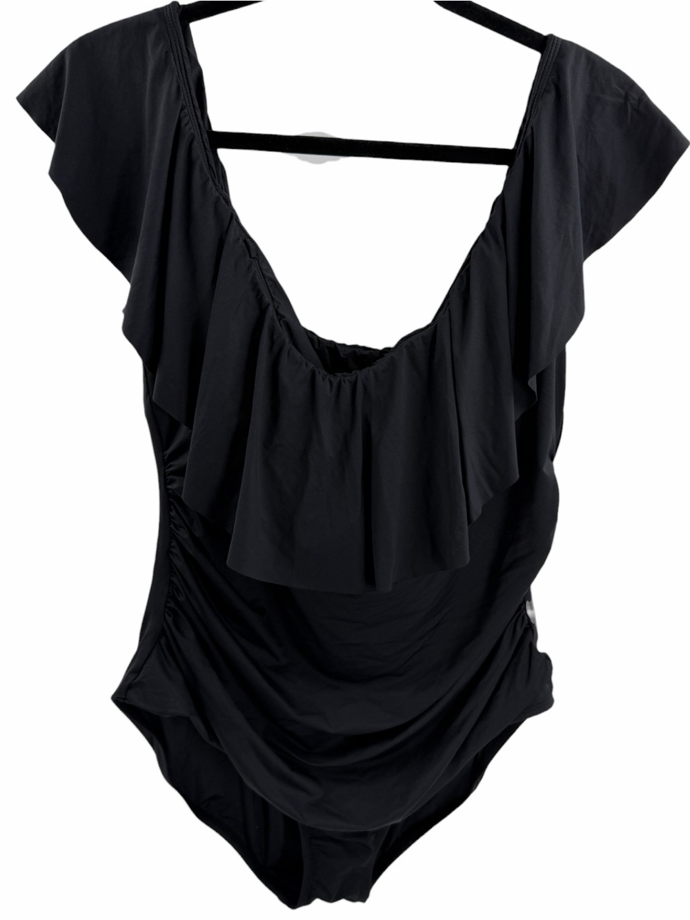 La Blanca Black Ruffle One-Piece Swimsuit Size 20W